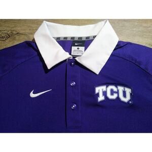 Nike TCU Horned Frogs Mens Purple Short Sleeve Polo Shirt Size Small Dri Fit